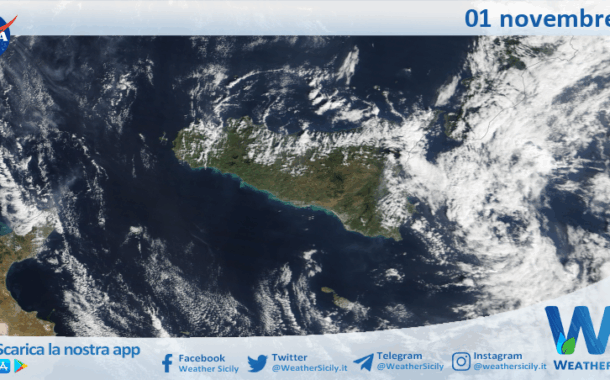 Meteo Sicilia: immagine satellitare Nasa di sabato 01 novembre 2025