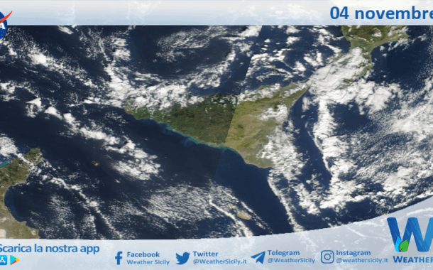Meteo Sicilia: immagine satellitare Nasa di martedì 04 novembre 2025