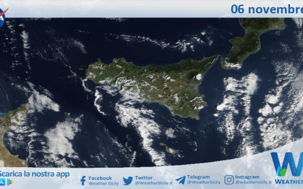 Meteo Sicilia: immagine satellitare Nasa di giovedì 06 novembre 2025