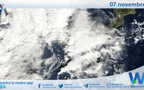 Meteo Sicilia: immagine satellitare Nasa di venerdì 07 novembre 2025