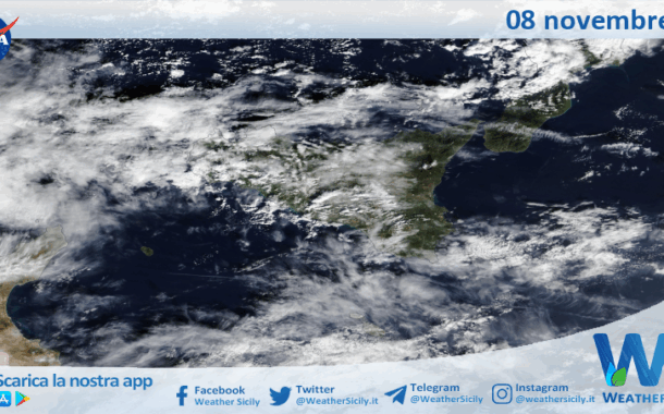 Meteo Sicilia: immagine satellitare Nasa di sabato 08 novembre 2025