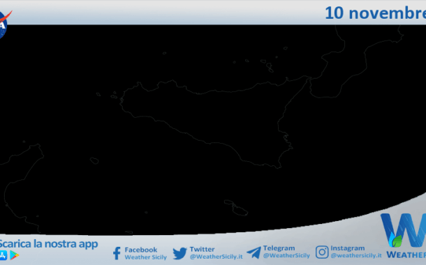 Meteo Sicilia: immagine satellitare Nasa di lunedì 10 novembre 2025