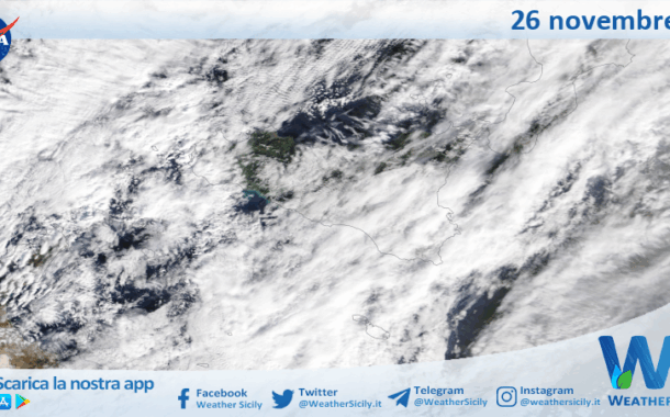 Meteo Sicilia: immagine satellitare Nasa di mercoledì 26 novembre 2025