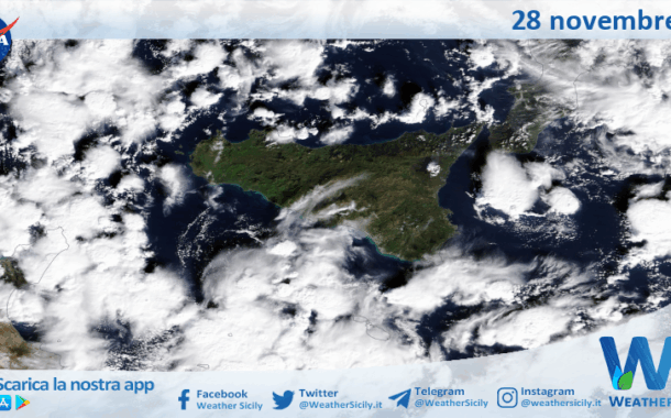 Meteo Sicilia: immagine satellitare Nasa di venerdì 28 novembre 2025