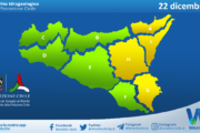Meteo Sicilia: bollettino di allerta meteo per domani, lunedì 22 dicembre 2025