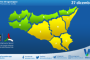 Meteo Sicilia: bollettino di allerta meteo per domani, sabato 27 dicembre 2025