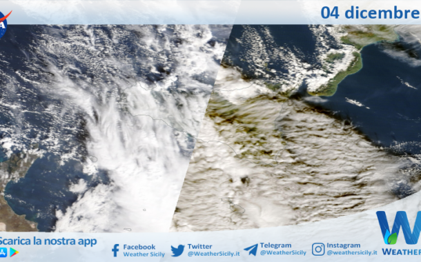 Meteo Sicilia: immagine satellitare Nasa di giovedì 04 dicembre 2025