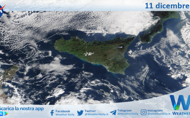 Meteo Sicilia: immagine satellitare Nasa di giovedì 11 dicembre 2025