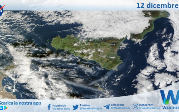Meteo Sicilia: immagine satellitare Nasa di venerdì 12 dicembre 2025