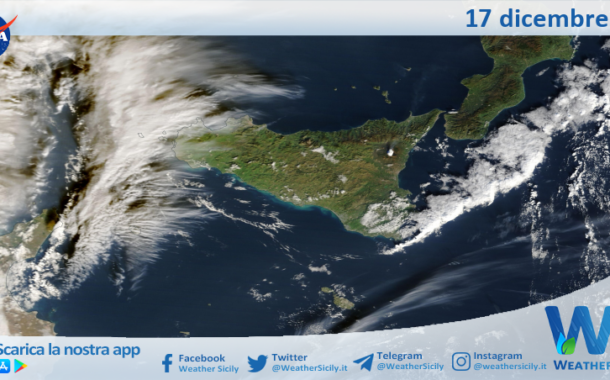 Meteo Sicilia: immagine satellitare Nasa di mercoledì 17 dicembre 2025
