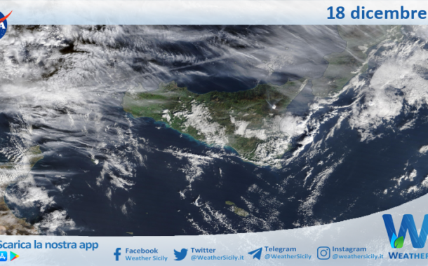 Meteo Sicilia: immagine satellitare Nasa di giovedì 18 dicembre 2025