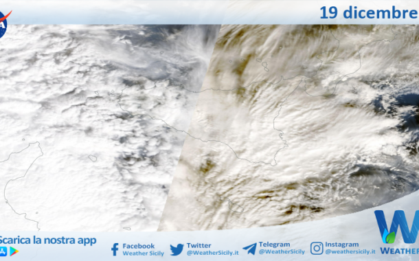 Meteo Sicilia: immagine satellitare Nasa di venerdì 19 dicembre 2025