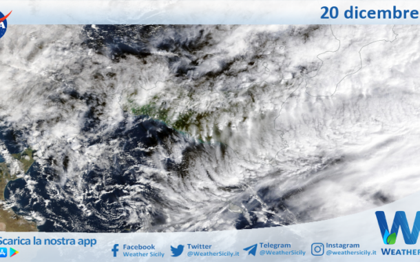 Meteo Sicilia: immagine satellitare Nasa di sabato 20 dicembre 2025
