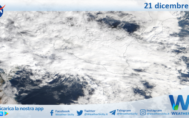 Meteo Sicilia: immagine satellitare Nasa di domenica 21 dicembre 2025