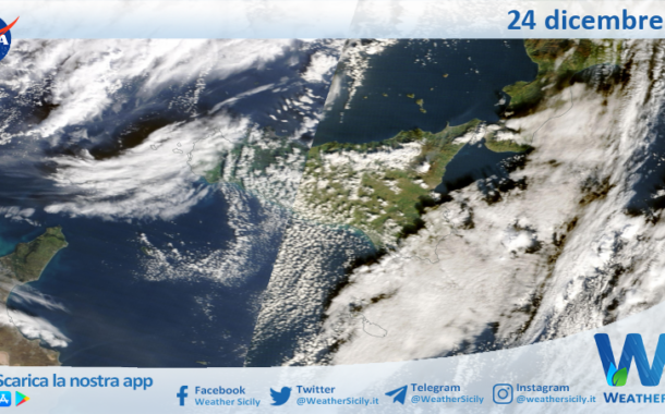Meteo Sicilia: immagine satellitare Nasa di mercoledì 24 dicembre 2025