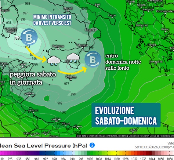Sicilia: peggioramento diffuso in arrivo sabato, residua instabilità domenica