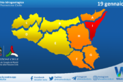 Meteo Sicilia: bollettino di allerta meteo per domani, lunedì 19 gennaio 2026