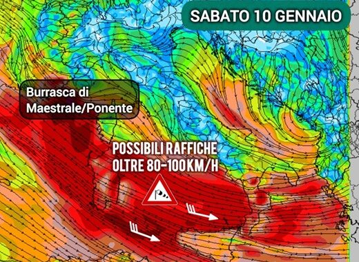 Sicilia, focus venti e mari: sabato 10 gennaio Maestrale intenso e mareggiate. In attenuazione da domenica
