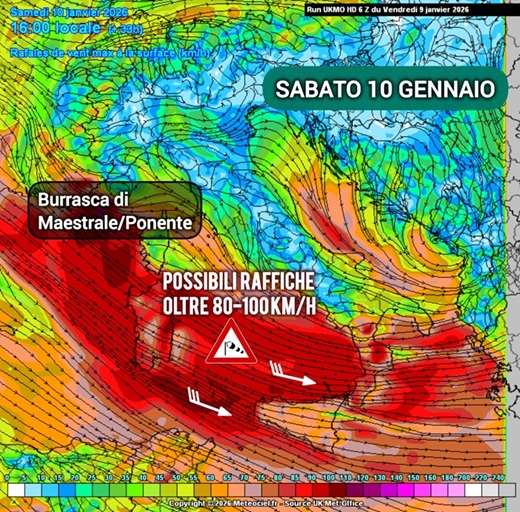 Sicilia, focus venti e mari: sabato 10 gennaio Maestrale intenso e mareggiate. In attenuazione da domenica