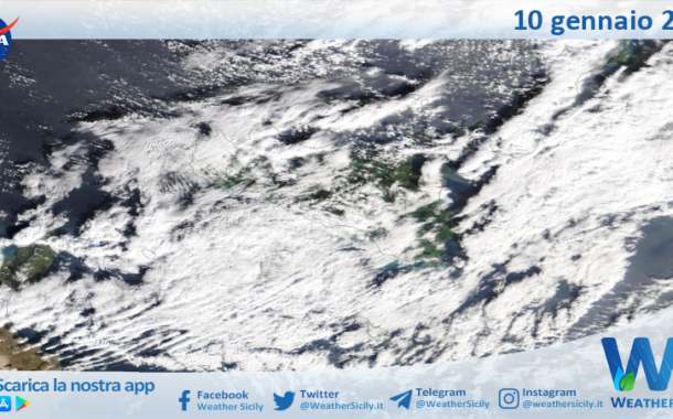 Meteo Sicilia: immagine satellitare Nasa di sabato 10 gennaio 2026