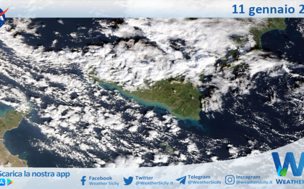 Meteo Sicilia: immagine satellitare Nasa di domenica 11 gennaio 2026