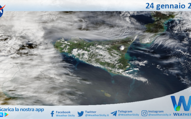 Meteo Sicilia: immagine satellitare Nasa di sabato 24 gennaio 2026