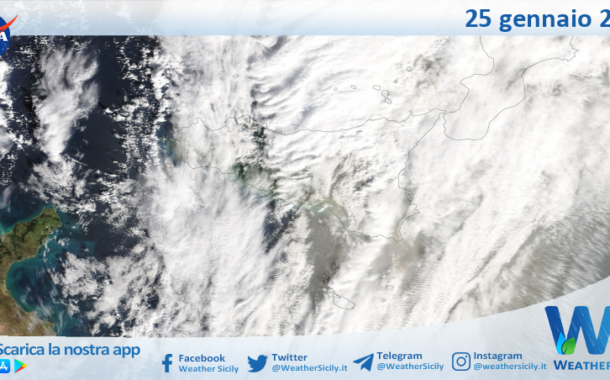 Meteo Sicilia: immagine satellitare Nasa di domenica 25 gennaio 2026
