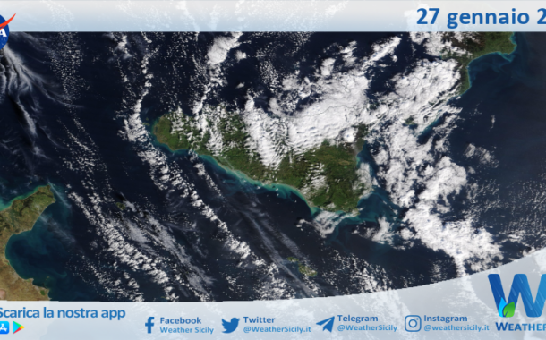 Meteo Sicilia: immagine satellitare Nasa di martedì 27 gennaio 2026