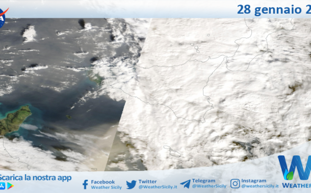 Meteo Sicilia: immagine satellitare Nasa di mercoledì 28 gennaio 2026