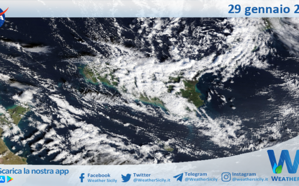 Meteo Sicilia: immagine satellitare Nasa di giovedì 29 gennaio 2026