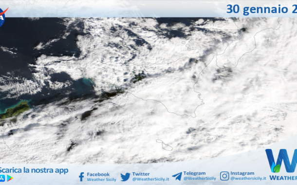 Meteo Sicilia: immagine satellitare Nasa di venerdì 30 gennaio 2026