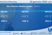 Meteo Sicilia: Radiosondaggio Trapani Birgi di giovedì 22 gennaio 2026 ore 12:00