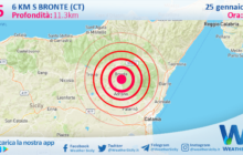 Scossa di terremoto magnitudo 2.5 nei pressi di Bronte (CT)