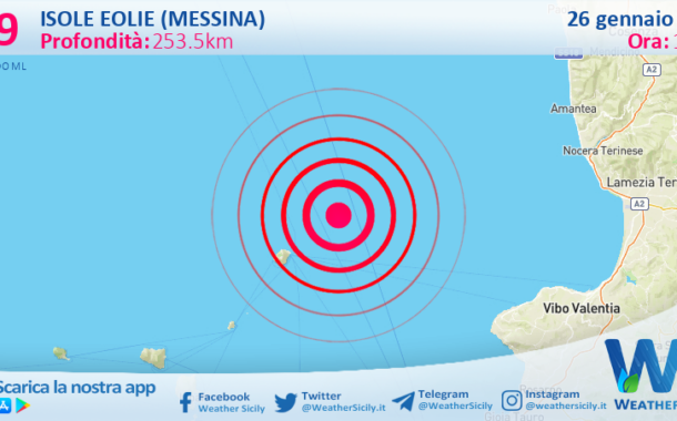 Scossa di terremoto magnitudo 2.9 nei pressi di Isole Eolie (Messina)