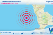 Scossa di terremoto magnitudo 3.2 nel Tirreno Meridionale (MARE)