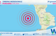 Scossa di terremoto magnitudo 3.2 nel Tirreno Meridionale (MARE)