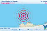 Scossa di terremoto magnitudo 2.8 nel Tirreno Meridionale (MARE)