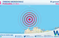 Scossa di terremoto magnitudo 2.8 nel Tirreno Meridionale (MARE)