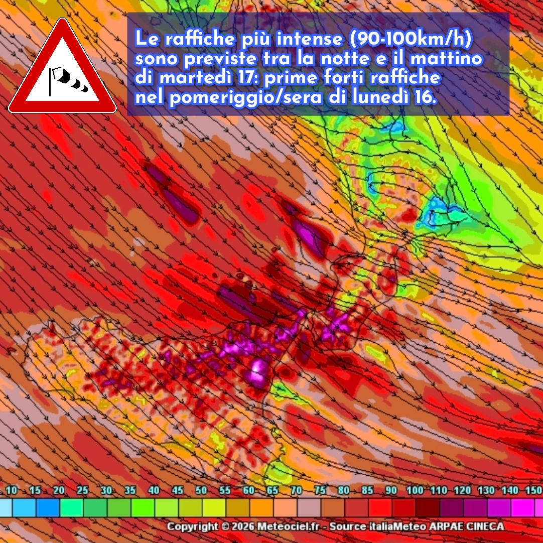 Meteo Messina e provincia: nuovo peggioramento con forte vento e piogge tra lunedì sera e martedì