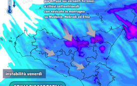 Meteo Sicilia: breve parentesi invernale venerdì. Atteso un crollo termico, piogge e qualche nevicata in montagna