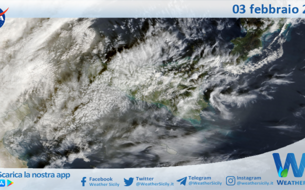 Meteo Sicilia: immagine satellitare Nasa di martedì 03 febbraio 2026