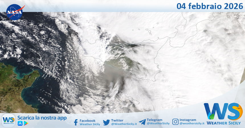 Meteo Sicilia: immagine satellitare Nasa di mercoledì 04 febbraio 2026