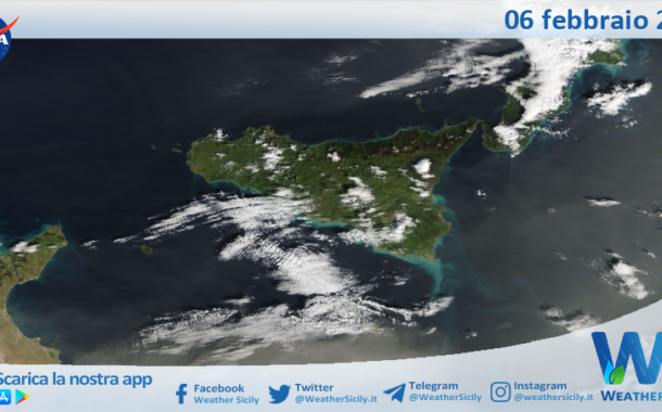 Meteo Sicilia: immagine satellitare Nasa di venerdì 06 febbraio 2026