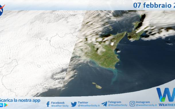 Meteo Sicilia: immagine satellitare Nasa di sabato 07 febbraio 2026