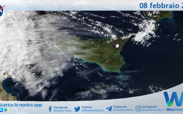 Meteo Sicilia: immagine satellitare Nasa di domenica 08 febbraio 2026