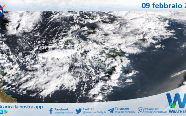 Meteo Sicilia: immagine satellitare Nasa di lunedì 09 febbraio 2026
