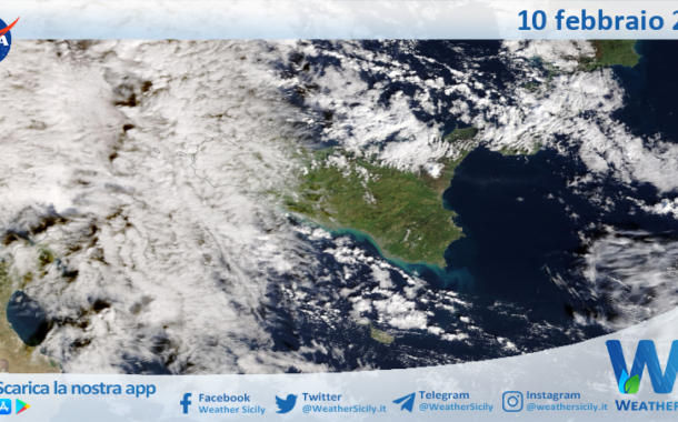 Meteo Sicilia: immagine satellitare Nasa di martedì 10 febbraio 2026