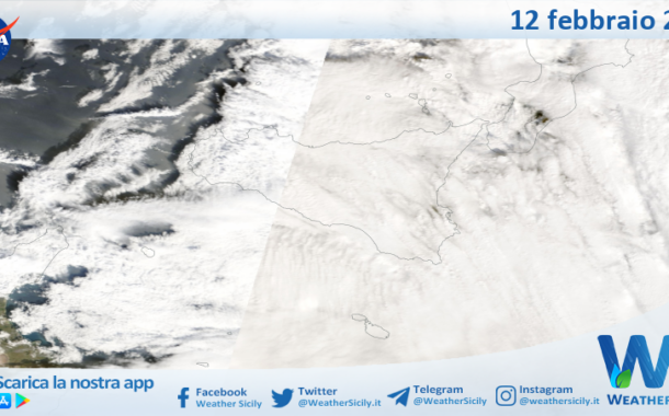 Meteo Sicilia: immagine satellitare Nasa di giovedì 12 febbraio 2026