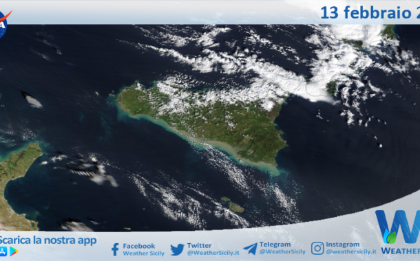 Meteo Sicilia: immagine satellitare Nasa di venerdì 13 febbraio 2026