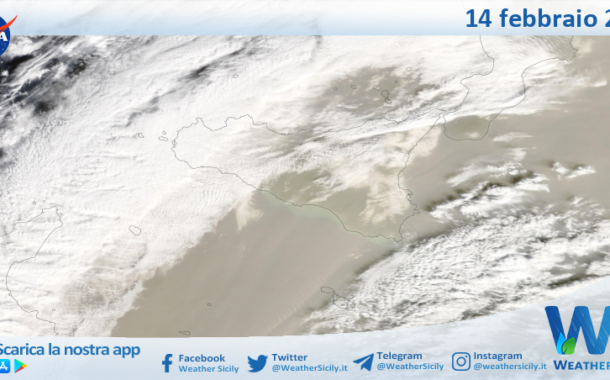 Meteo Sicilia: immagine satellitare Nasa di sabato 14 febbraio 2026